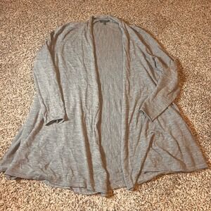 Eileen Fisher Merino Wool Open Front Cardigan Made in Italy Gray Large